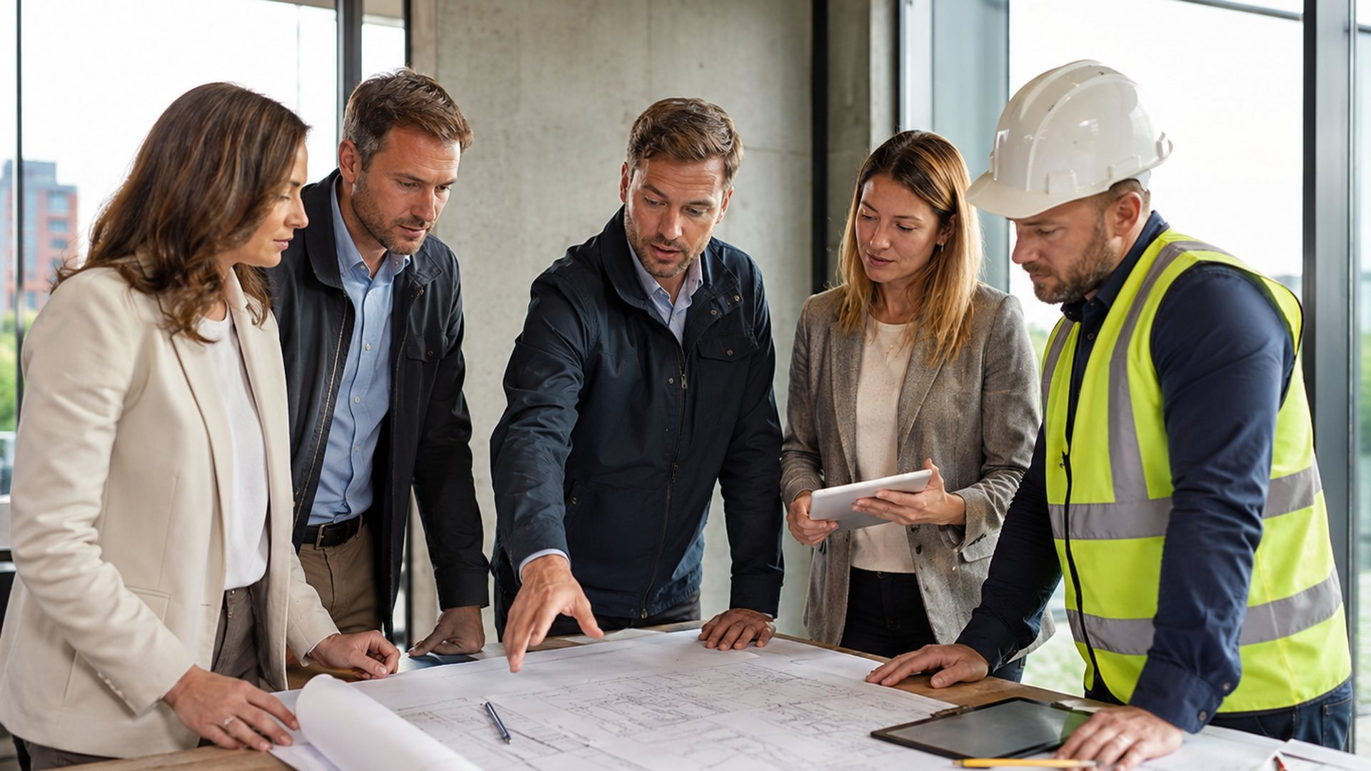 Project meeting with clients, designers and engineers